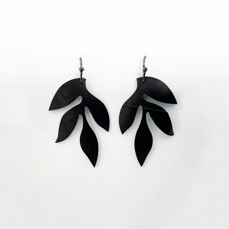 Wisteria Leaf Bicycle Tube Earrings | Sustainable Fashion Earrings | Kaden & Kai