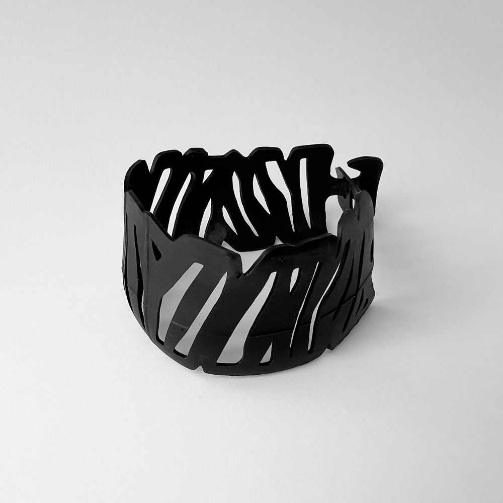 Front View of Zebra Bicycle Tube Bracelet | Sustainable Fashion Jewelry | Kaden & Kai