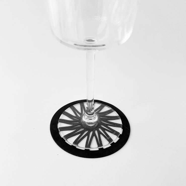 Coasters handcrafted from upcycled bicycle tubes.