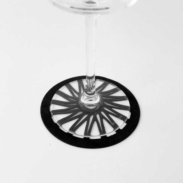 Coasters handcrafted from upcycled bicycle tubes.