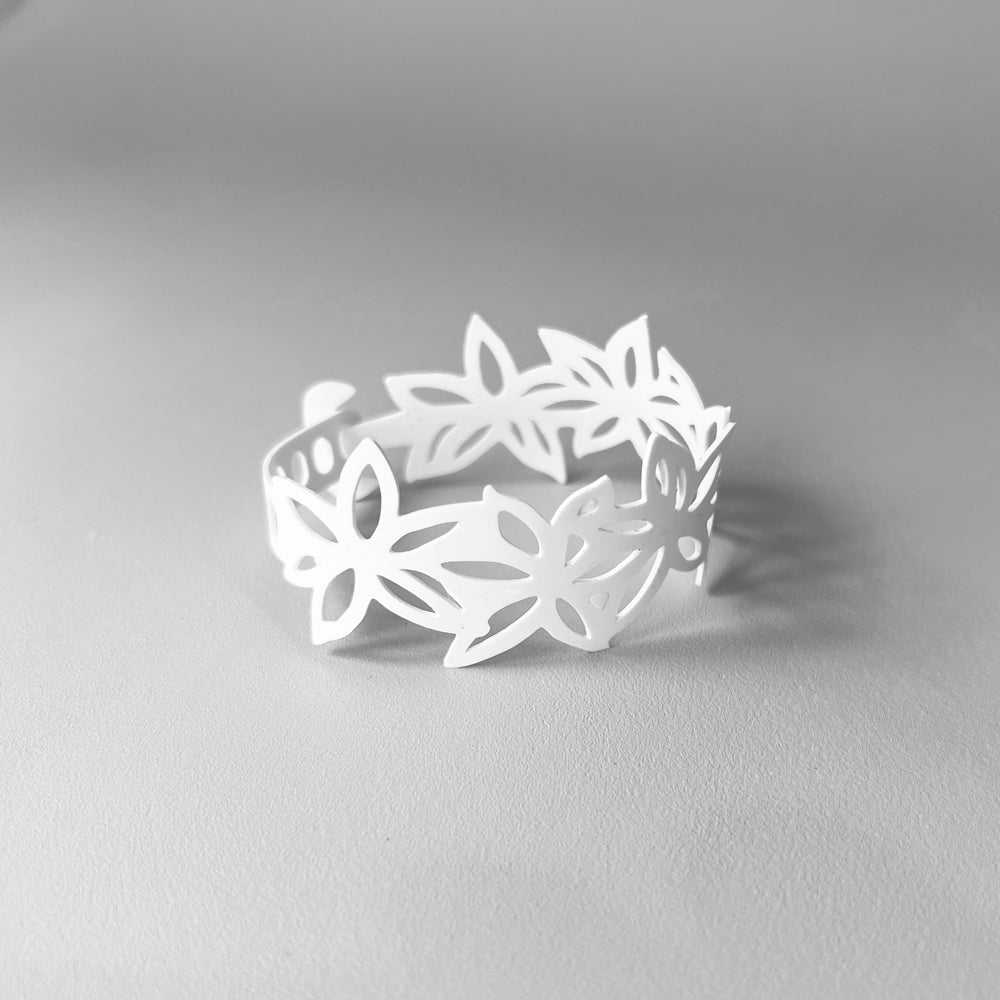 Wildflower Bracelet handcrafted in White Verdasil™, Verdacious™ collection — Bold By Design. Performance jewelry by KADEN & KAI®.