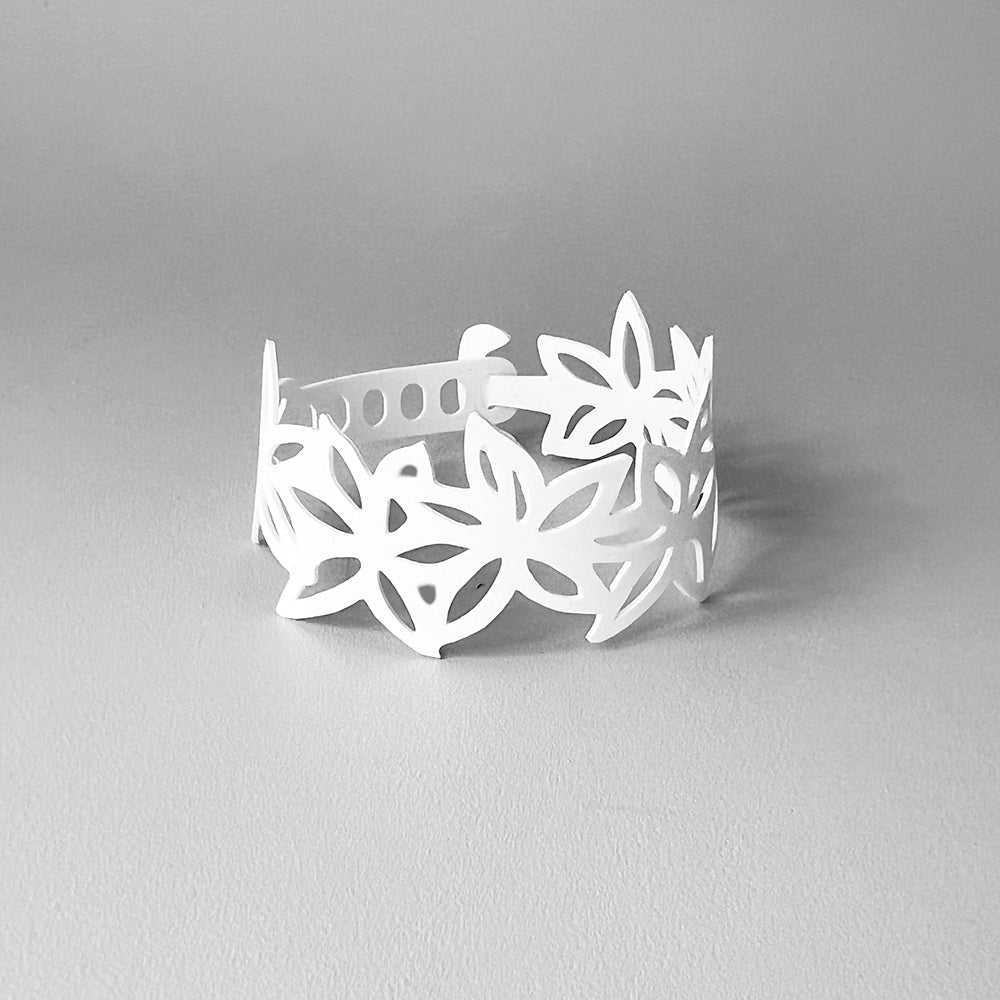 Wildflower Bracelet handcrafted in White Verdasil™, Verdacious™ collection — Bold By Design. Performance jewelry by KADEN & KAI®.