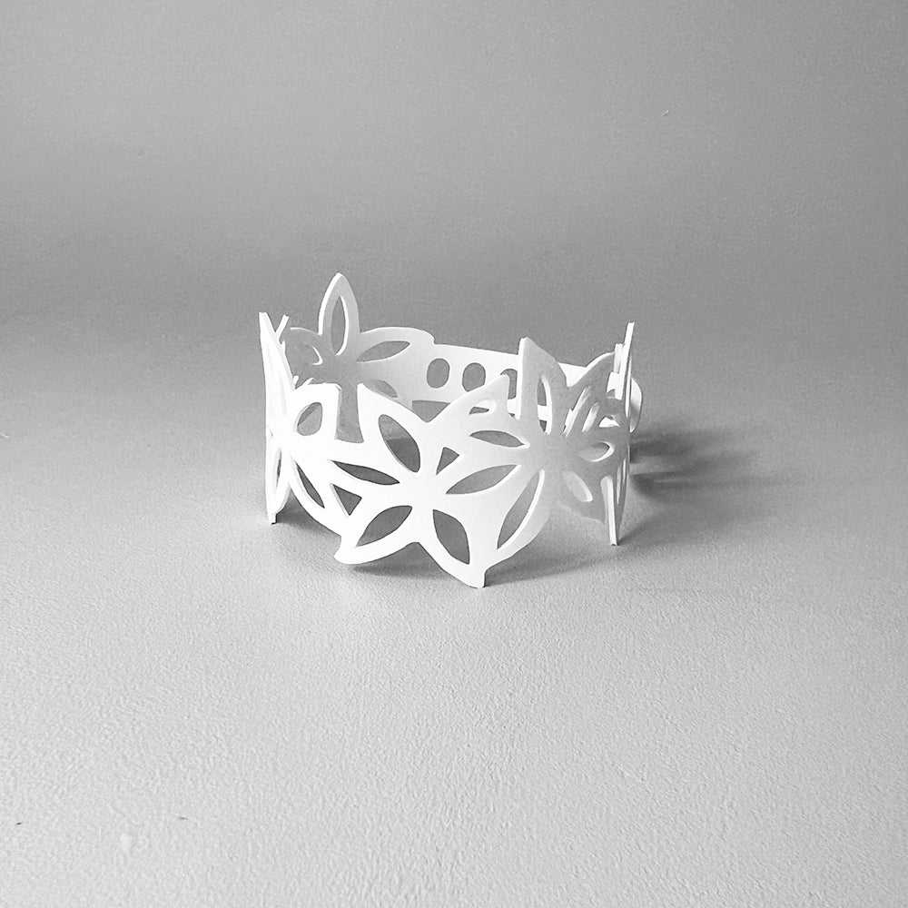 Wildflower Bracelet handcrafted in White Verdasil™, Verdacious™ collection — Bold By Design. Performance jewelry by KADEN & KAI®.