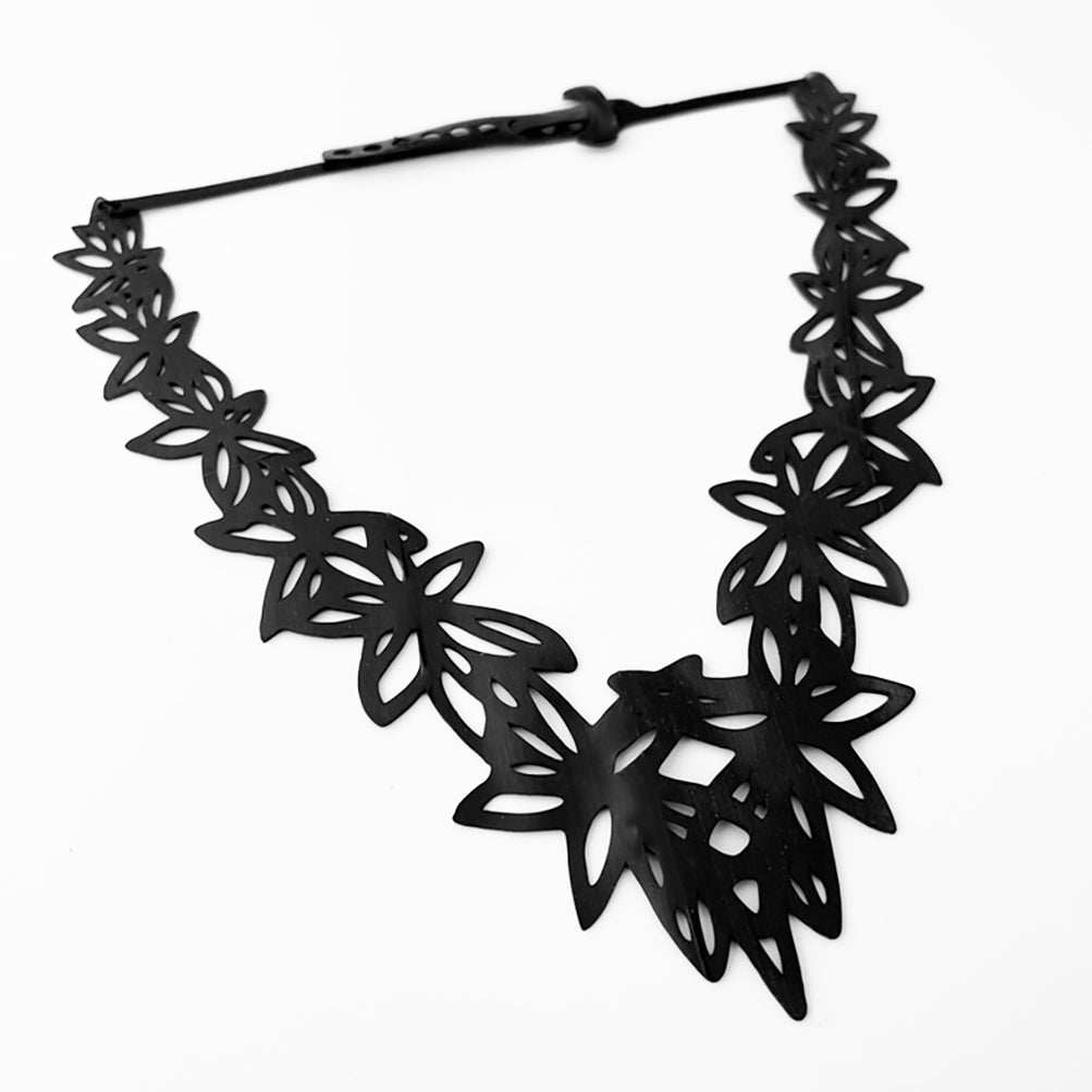 Wildflower Necklace handcrafted in Black Verdasil® | Verdacious - Bold By Design | Sustainable Fashion Jewelry |  KADEN & KAI®