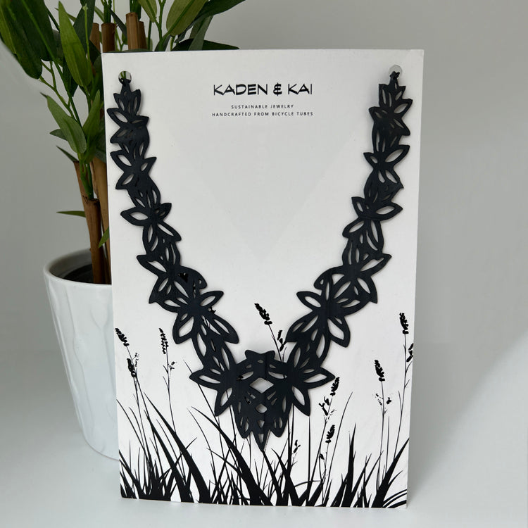 Wildflower Necklace handcrafted in Black Verdasil® | Verdacious - Bold By Design | Sustainable Fashion Jewelry |  KADEN & KAI®