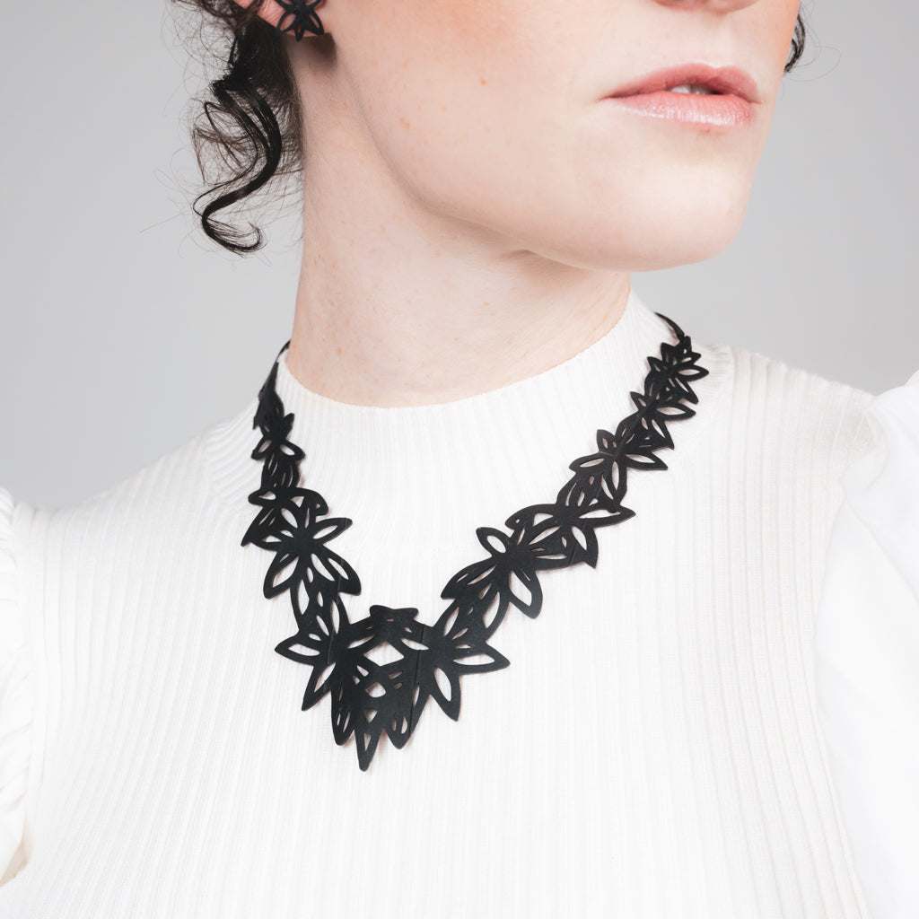 Wildflower Necklace handcrafted in Black Verdasil® | Verdacious - Bold By Design | Sustainable Fashion Jewelry |  KADEN & KAI®