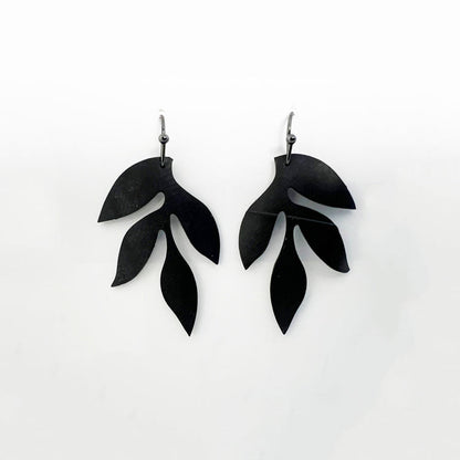 Wisteria Cascading Leaf Earrings handcrafted in Black Verdasil™, Verdacious™ collection — Bold By Design. Performance jewelry by KADEN & KAI®.