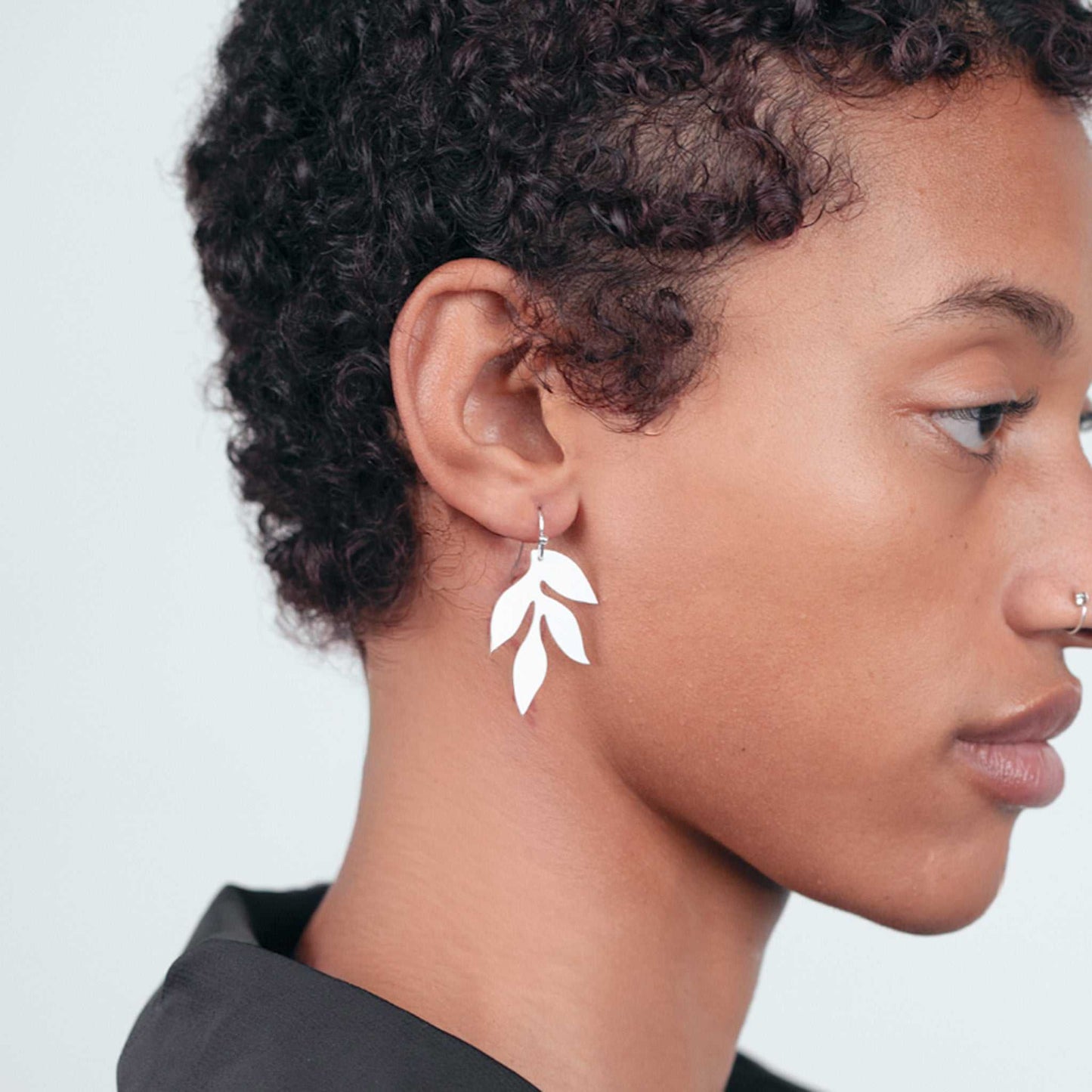 Wisteria Cascading Leaf Earrings handcrafted in White Verdasil™, Verdacious™ collection — Bold By Design. Performance jewelry by KADEN & KAI®.