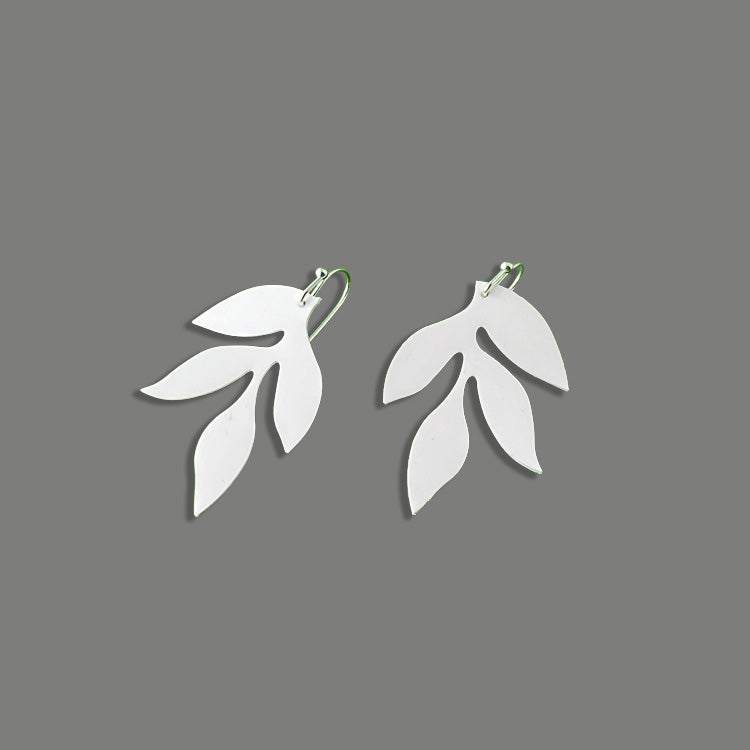 Wisteria Cascading Leaf Earrings handcrafted in White Verdasil™, Verdacious™ collection — Bold By Design. Performance jewelry by KADEN & KAI®.