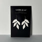 Wisteria Cascading Leaf Earrings handcrafted in White Verdasil® on display card | Verdari Performance Jewelry |  KADEN & KAI®