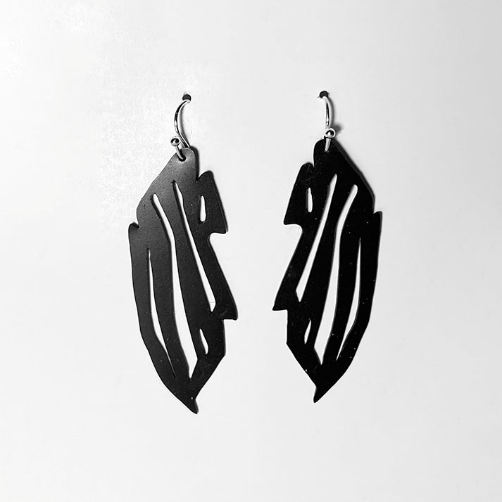 Zebra Earrings handcrafted in Black Verdasil® | Verdacious - Bold By Design | Sustainable Fashion Jewelry |  KADEN & KAI®