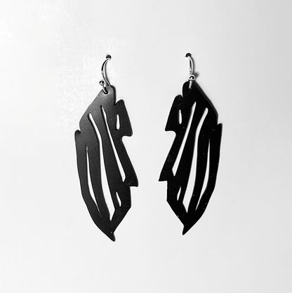 Zebra Earrings handcrafted in Black Verdasil® | Verdacious - Bold By Design | Sustainable Fashion Jewelry |  KADEN & KAI®
