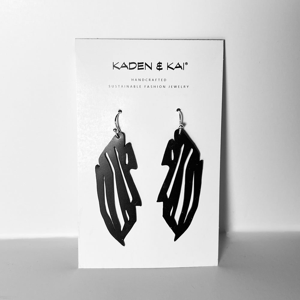 Zebra Earrings handcrafted in Black Verdasil® | Verdacious - Bold By Design | Sustainable Fashion Jewelry |  KADEN & KAI®