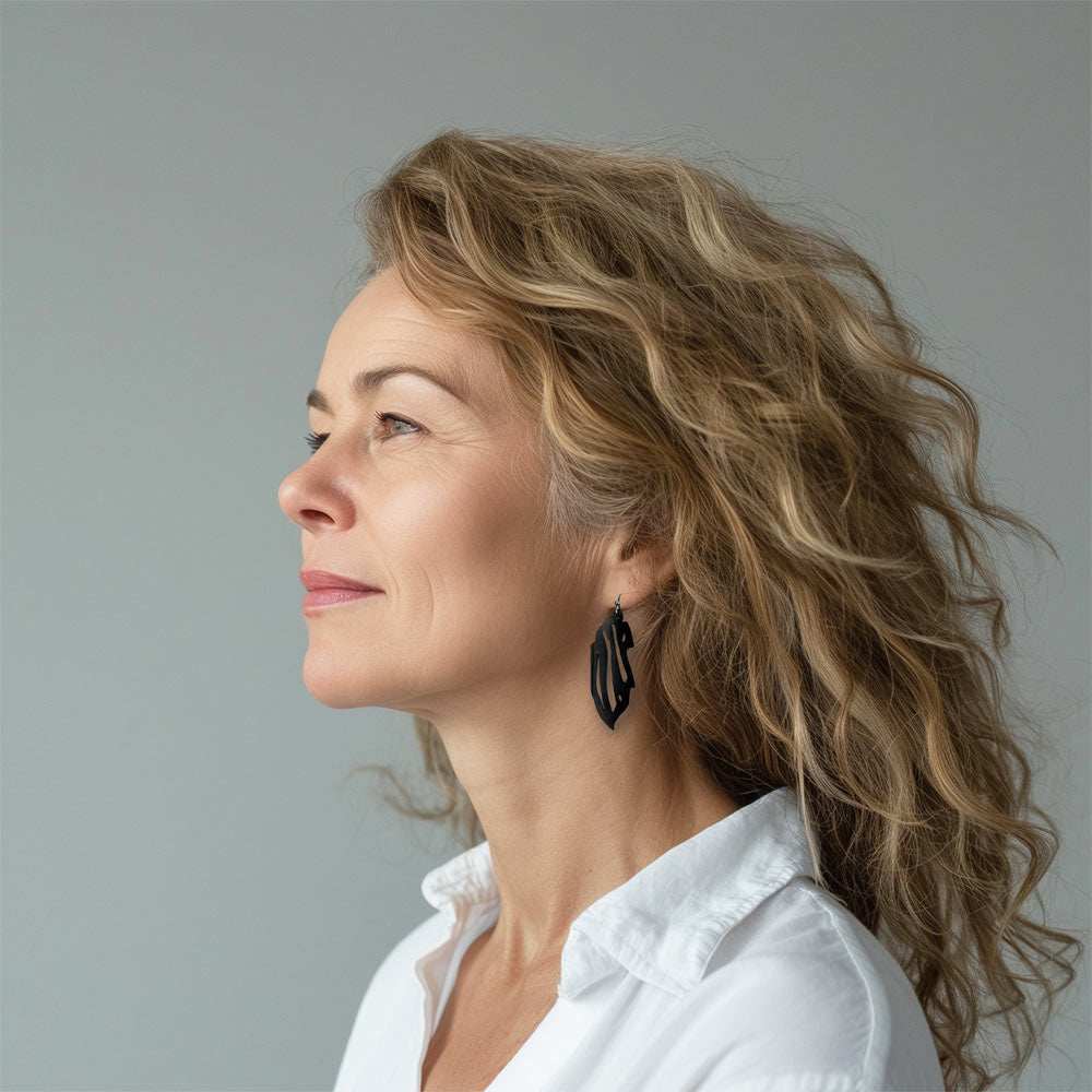 Zebra Earrings handcrafted in Black Verdasil™, Verdacious™ collection — Bold By Design. Performance jewelry by KADEN & KAI®.