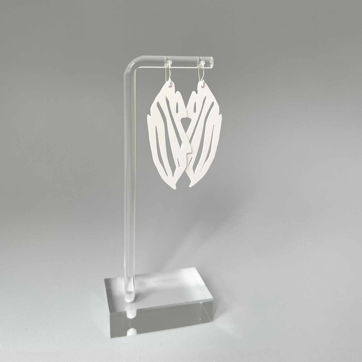 Zebra Earrings handcrafted in White Verdasil™, Verdacious™ collection — Bold By Design. Performance jewelry by KADEN & KAI®.