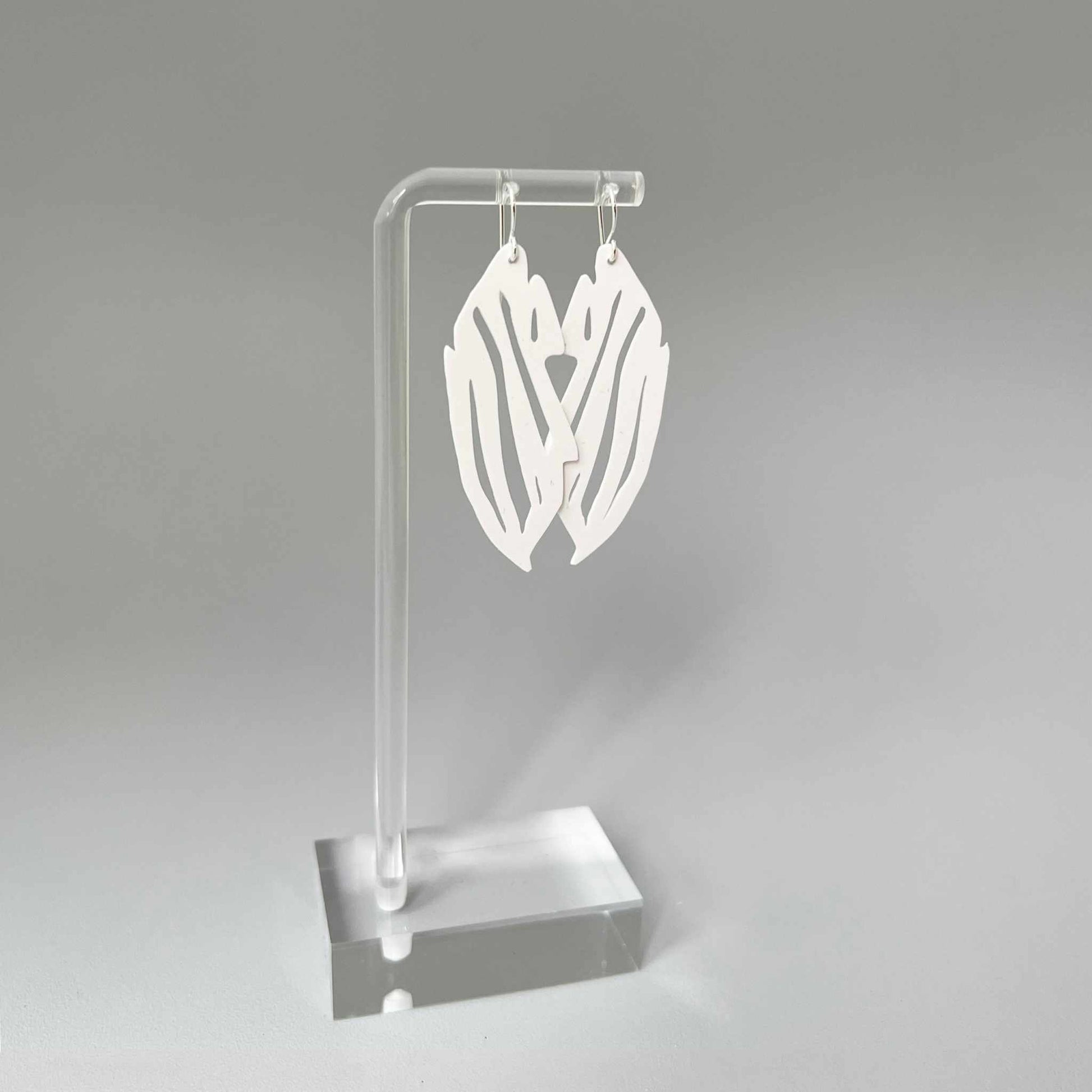 Zebra Earrings handcrafted in White Verdasil™, Verdacious™ collection — Bold By Design. Performance jewelry by KADEN & KAI®.