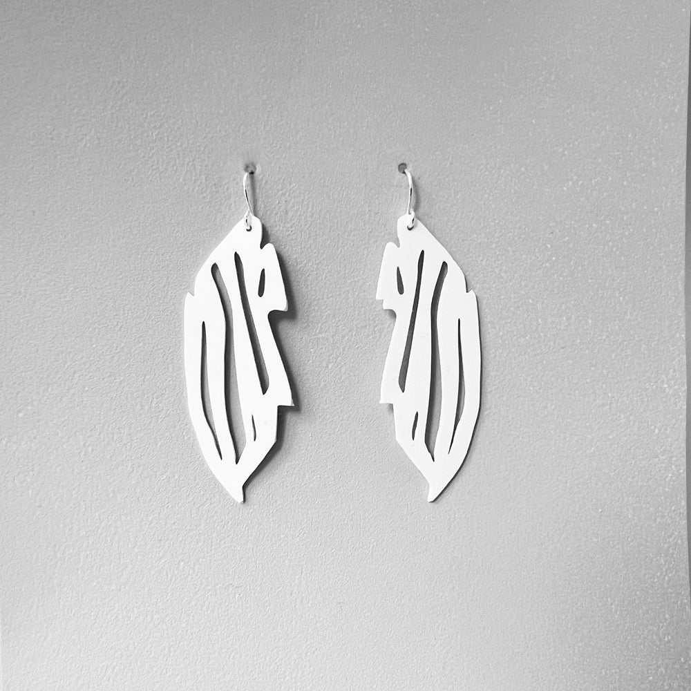 Zebra Earrings handcrafted in White Verdasil™, Verdacious™ collection — Bold By Design. Performance jewelry by KADEN & KAI®.