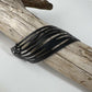 Zebra Wrap Bicycle Tube Bracelet on driftwood | Upcycled Bracelet | Kaden & Kai