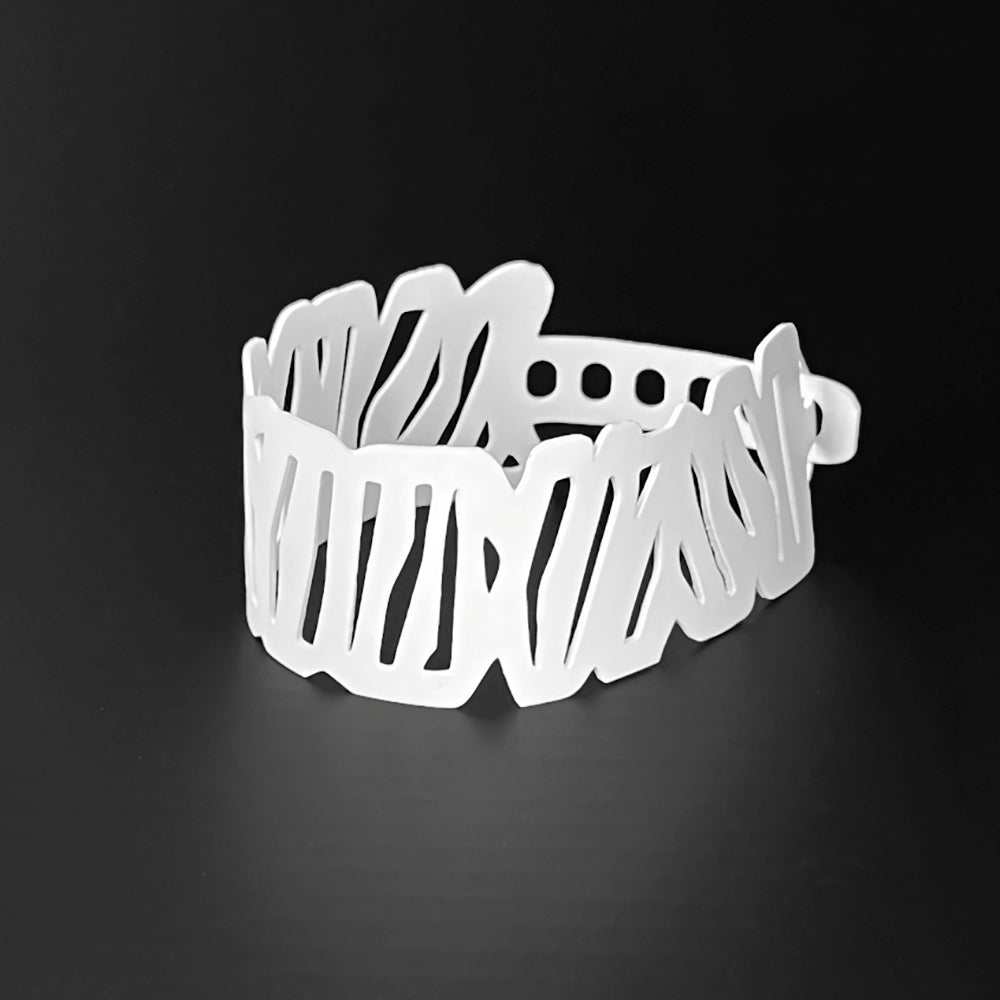 Zebra Bracelet handcrafted in White Verdasil®, Verdacious™ collection — Bold By Design. Performance jewelry by KADEN & KAI®.