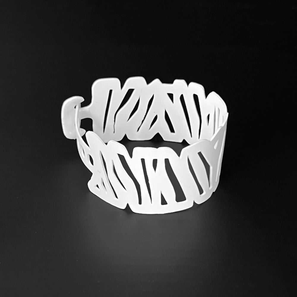 Zebra Bracelet handcrafted in White Verdasil®, Verdacious™ collection — Bold By Design. Performance jewelry by KADEN & KAI®.