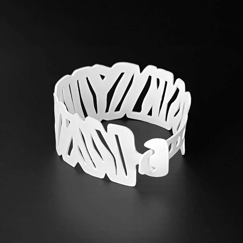 Zebra Bracelet handcrafted in White Verdasil®, Verdacious™ collection — Bold By Design. Performance jewelry by KADEN & KAI®.