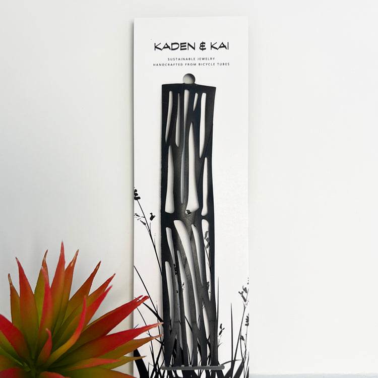 Zebra Bicycle Tube Choker on Display Card | Sustainable Fashion Jewelry | Kaden & Kai