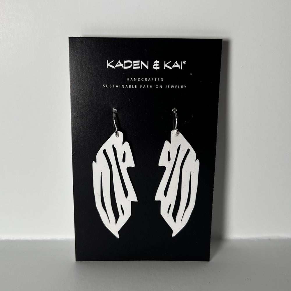 Zebra Earrings handcrafted in White Verdasil® | Verdacious - Bold By Design | Sustainable Fashion Jewelry |  KADEN & KAI®