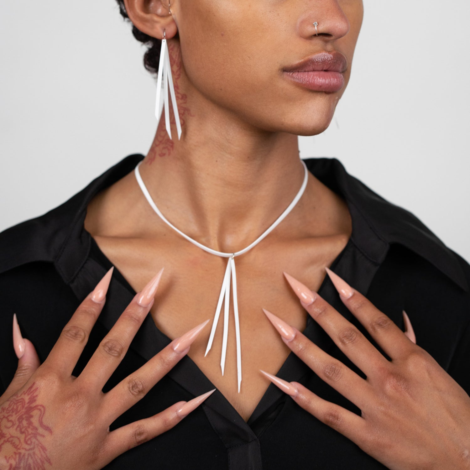 Kuiper Comet Necklace and Earrings handcrafted in White Verdasil® | Verdalure - Designs That Elevate | Sustainable Fashion Jewelry |  KADEN & KAI®