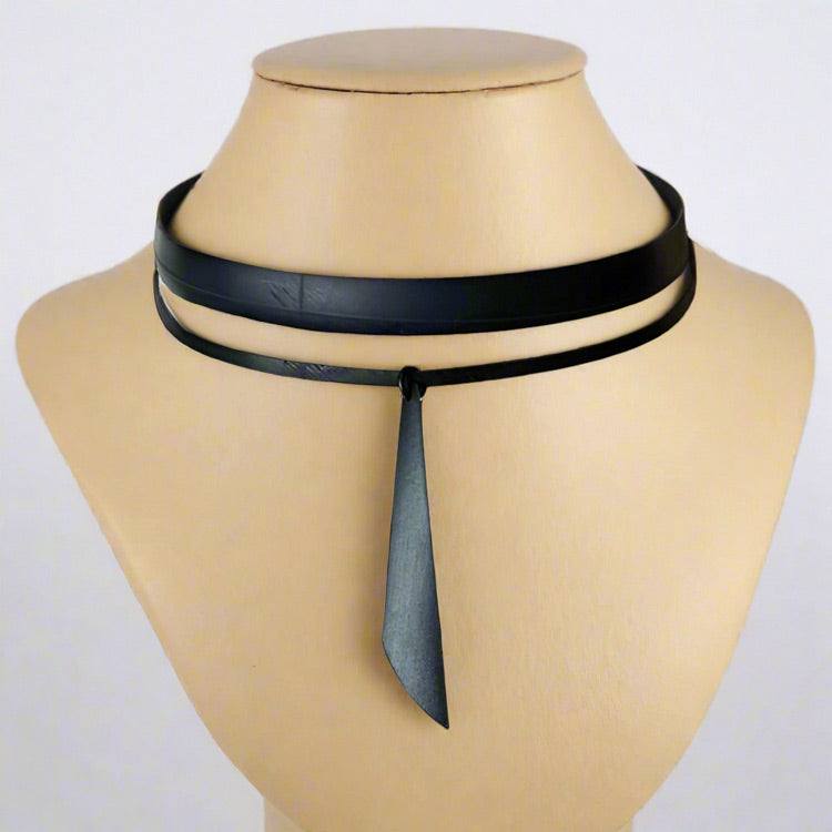 Obtuse Ribbon Choker Necklace Made from Bicycle Tubes  | Sustainable Fashion Jewelry | Kaden & Kai