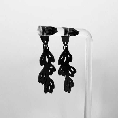 Back of Isla Bicycle Tube Earrings on Stand | Sustainable Fashion Earrings | Kaden & Kai