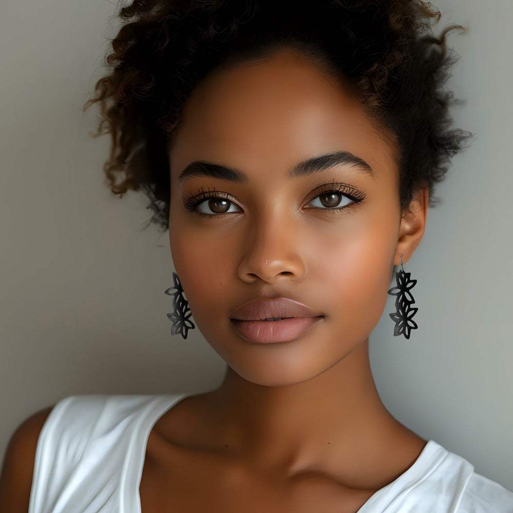 Wildflower Earrings handcrafted in Black Verdasil® | Verdacious - Bold By Design | Sustainable Fashion Jewelry |  KADEN & KAI®